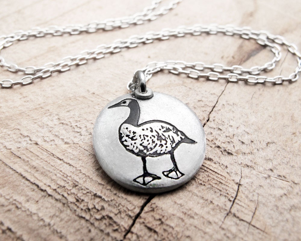 Little Canada Goose necklace - silver goose jewerly