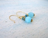Teal and Gold Earrings Something Blue FREE SHIPPING