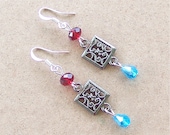Victorian Filigree Square Crystal Earrings