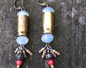 Tribal Recycled Bullet & Resistor Beaded Dangle Earrings