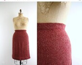 50% off Shop Closing Sale Vintage Sweater Skirt . 40s Knit Skirt . Muted Red Skirt . Wool Skirt