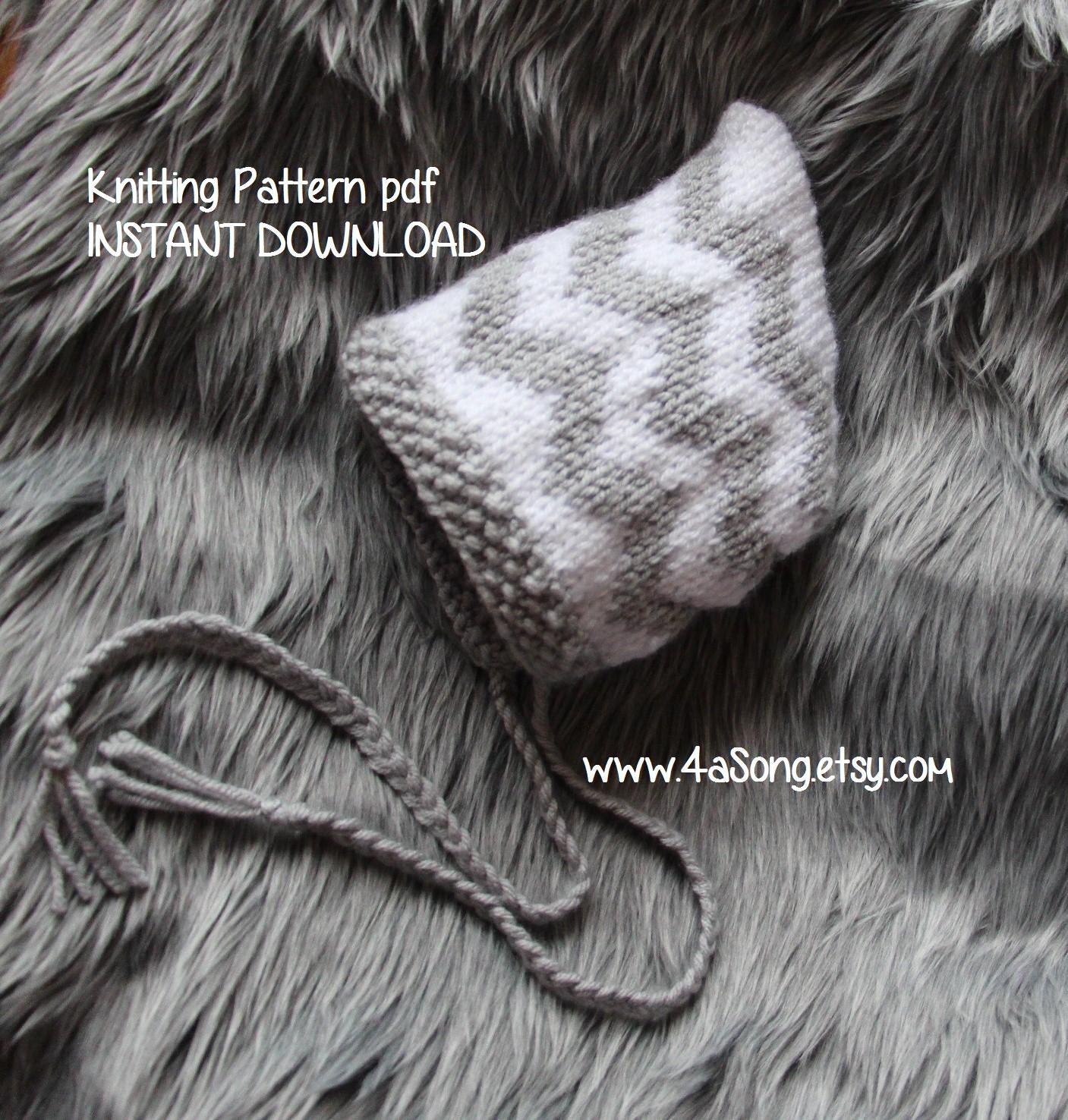 INSTANT DOWNLOAD Chevrons Baby Bonnet Knitting Pattern, PDF 143 -- Permission to Sell Hats -- Over 16,000 patterns sold