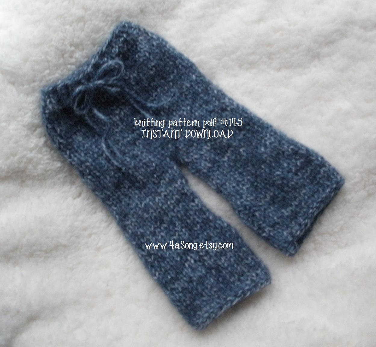INSTANT DOWNLOAD Newborn Pants Photo Prop Knitting Pattern, PDF 145 -- Over 16,000 patterns sold -- Make them Short or Long, Sell Yours
