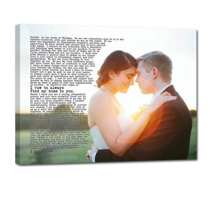 Personalized Unique Wedding Present Photo and writing typography OOAK canvas 18X24