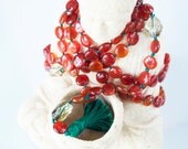 Carnelian Coin Hand Knotted Japa Mala Prayer Beads