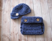 Baby Newsboy Hat, Crochet Baby Hat, Baby Diaper Cover Set, Baby Cap, Newborn Newsboy Hat, Infant Beanie, Boy Newsboy Hat, Photo Prop, Blue