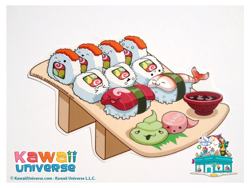 Kawaii Sushi Platter - Large Vinyl Sticker