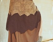 LONG PIXE SKIRT - Organic Wrap around Faery fairy costume Woodland Tribal Hippie Boho - Brown - Size Medium/Large - Psl-B-2