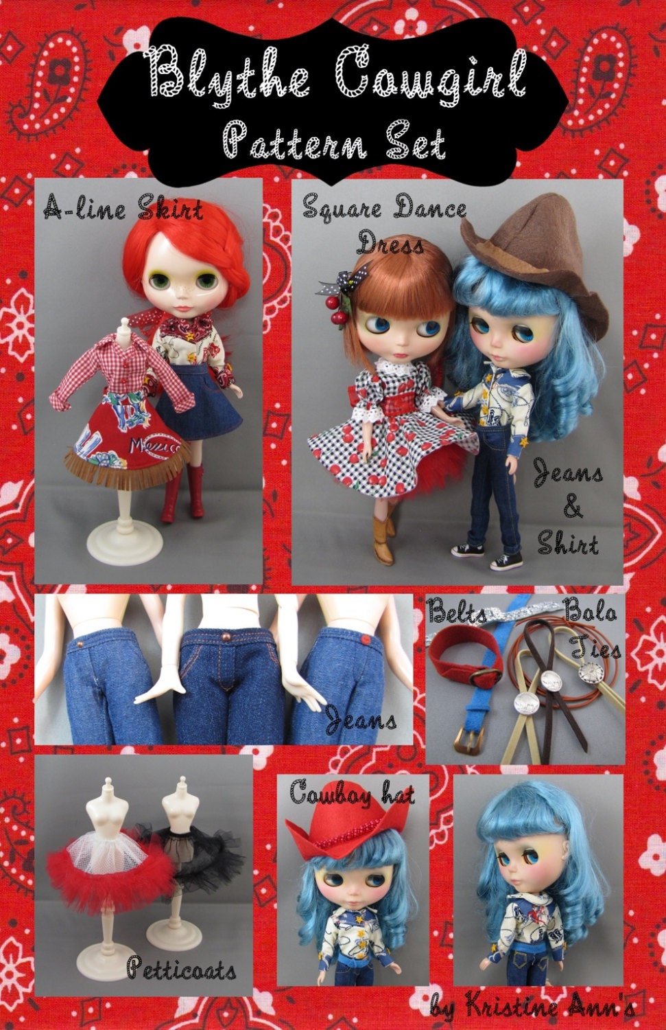 Blythe Doll Pattern for Cowgirl Outfits