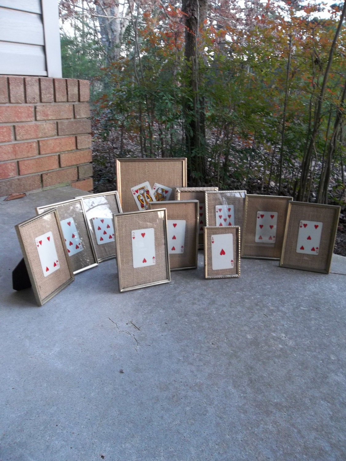 Vintage Gold Frames Photo Pictures Frame  Rustic Wedding Decor Table Settings Table Numbers French Country Farmhouse Set of 11