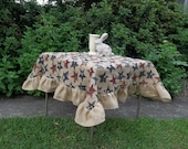 July 4th Tablecloth AMERICANA Ruffled Burlap Tablecloth Wedding Table Settings Home Living Dining Entertaining Farmhouse French Country