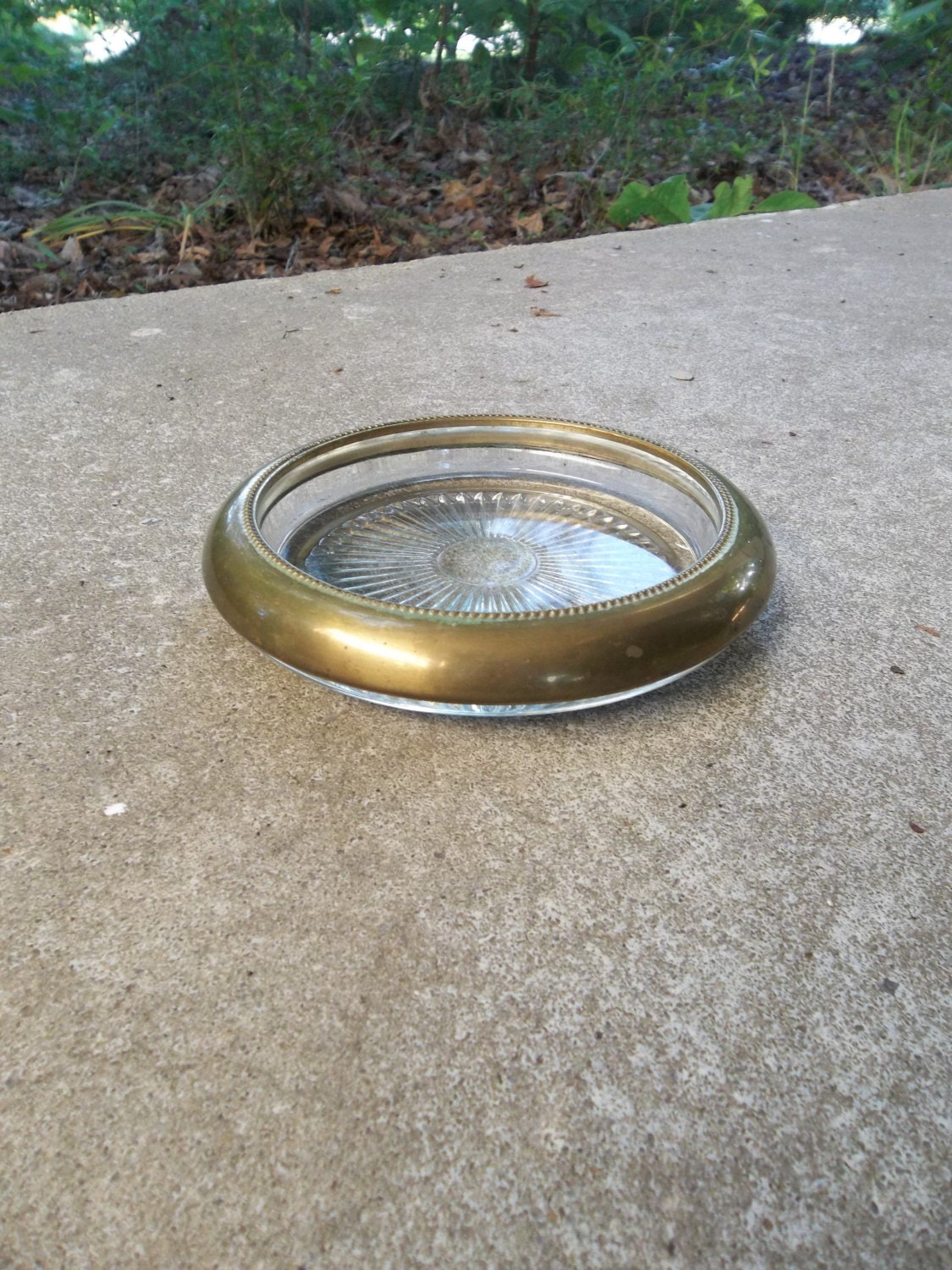 Vintage Coaster Brass Wine Bottle Coaster Barware Rustic Wedding Decor Table Settings French Country Farmhouse Pottery Barn Style