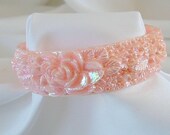 Rare Vintage Molded Pink  Iridescent Art Plastic Bracelet - NOS