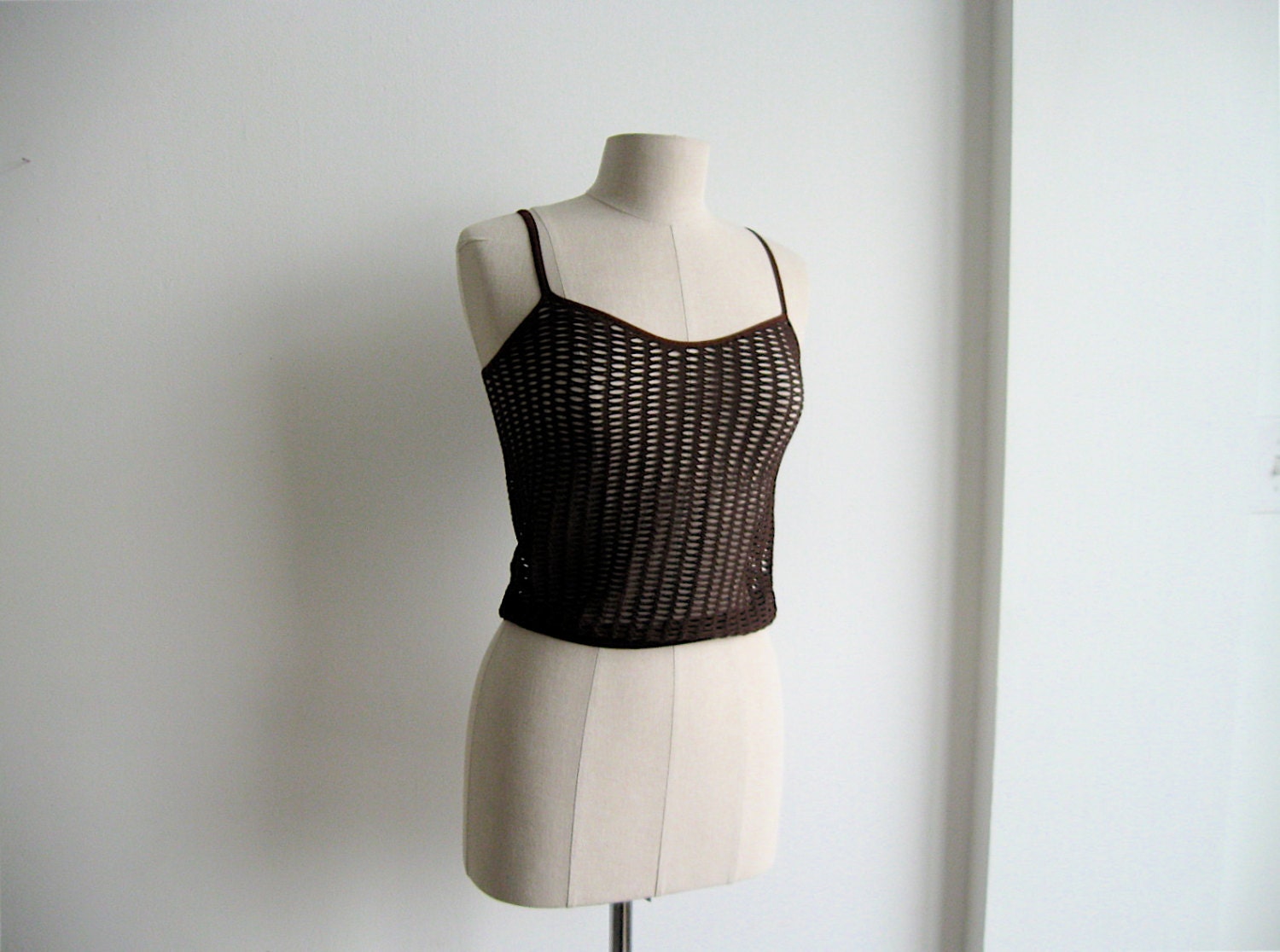Brown Cage Knit Camisole.