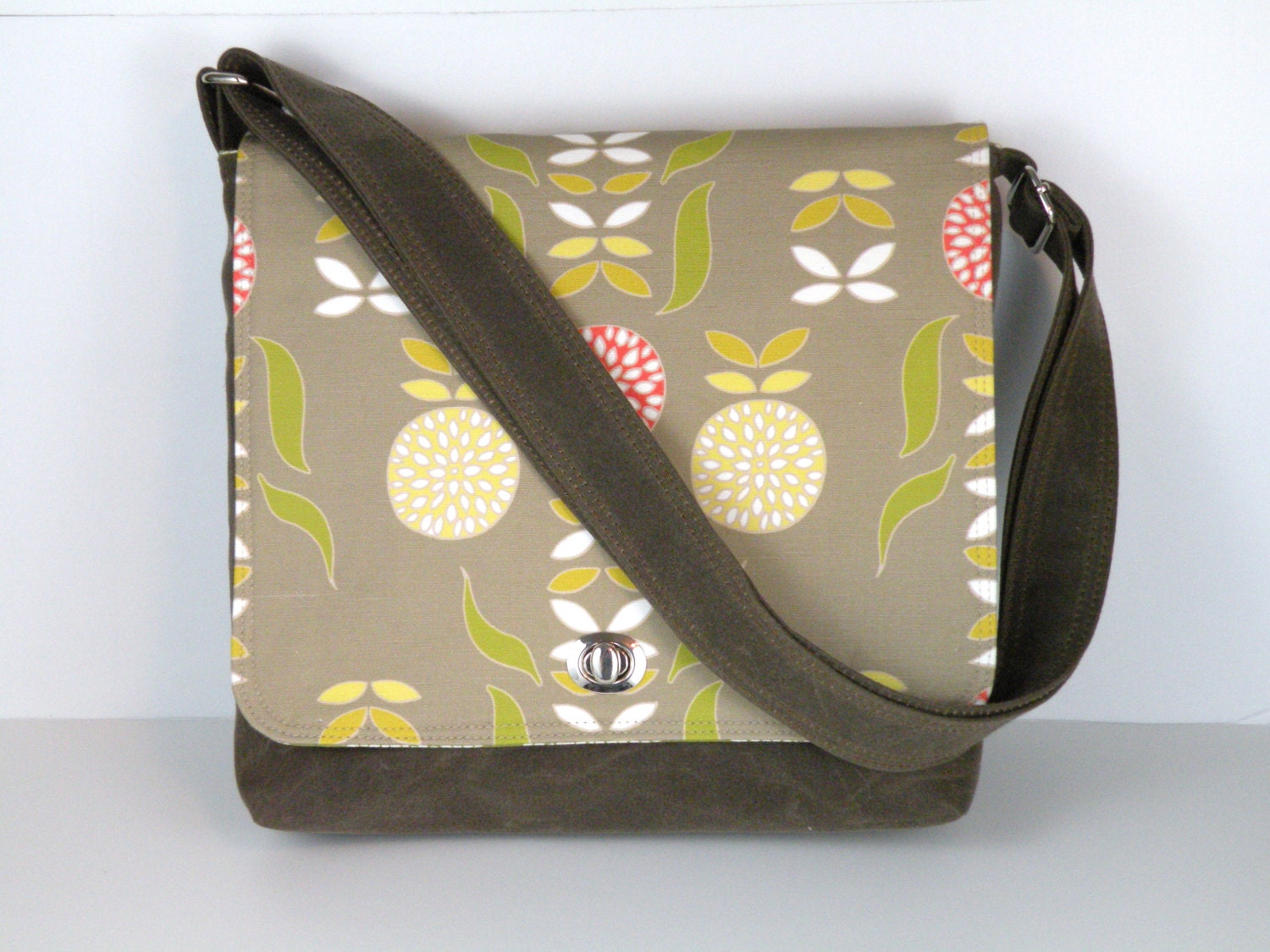 Chocolate Brown Waxed Canvas Messenger Bag