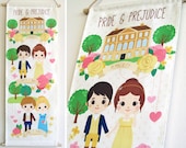 Cutie Pride and Prejudice Wall Hanging - Original Smile Recipe Design - Jane Austen