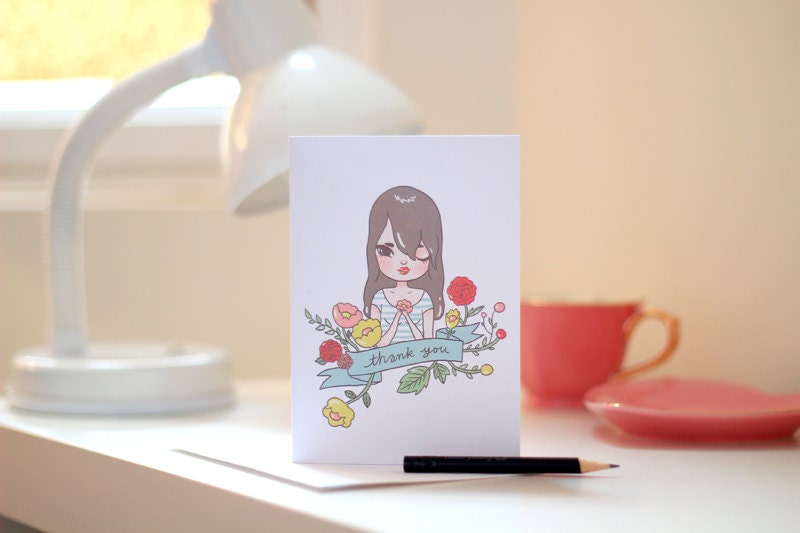 Thank You - Illustrated Greeting Card by Mel Stringer