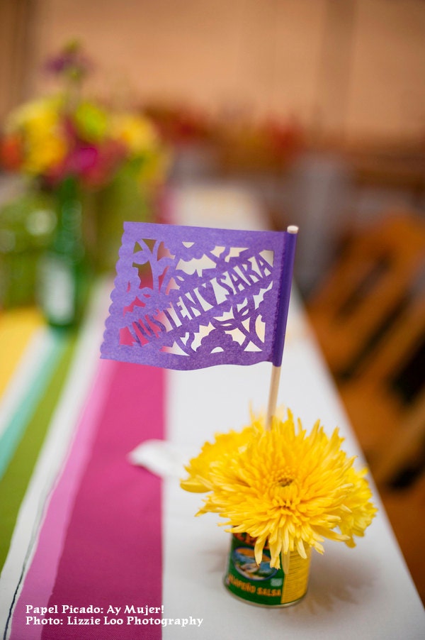Papel picado TWILIGHT banderas (1 doz) Personalized Centerpiece Flags . featured in Brides Magazine