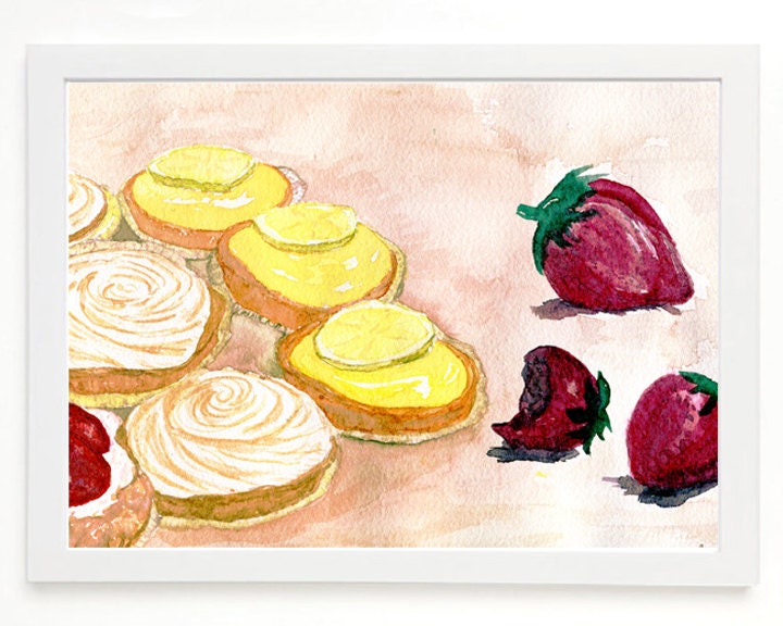 French Pastries Watercolor Giclee Print