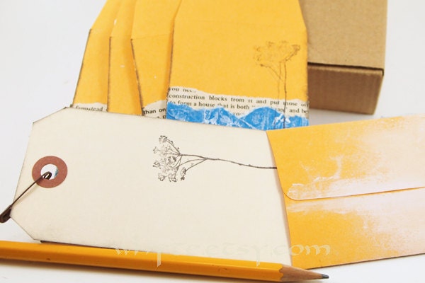 Original Art Gift Shipping Tags with Collage Envelopes Vintgage Almanac Set of 5