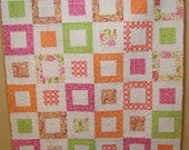 Modern Bright Contemporary Lap Quilt. Square In A Square