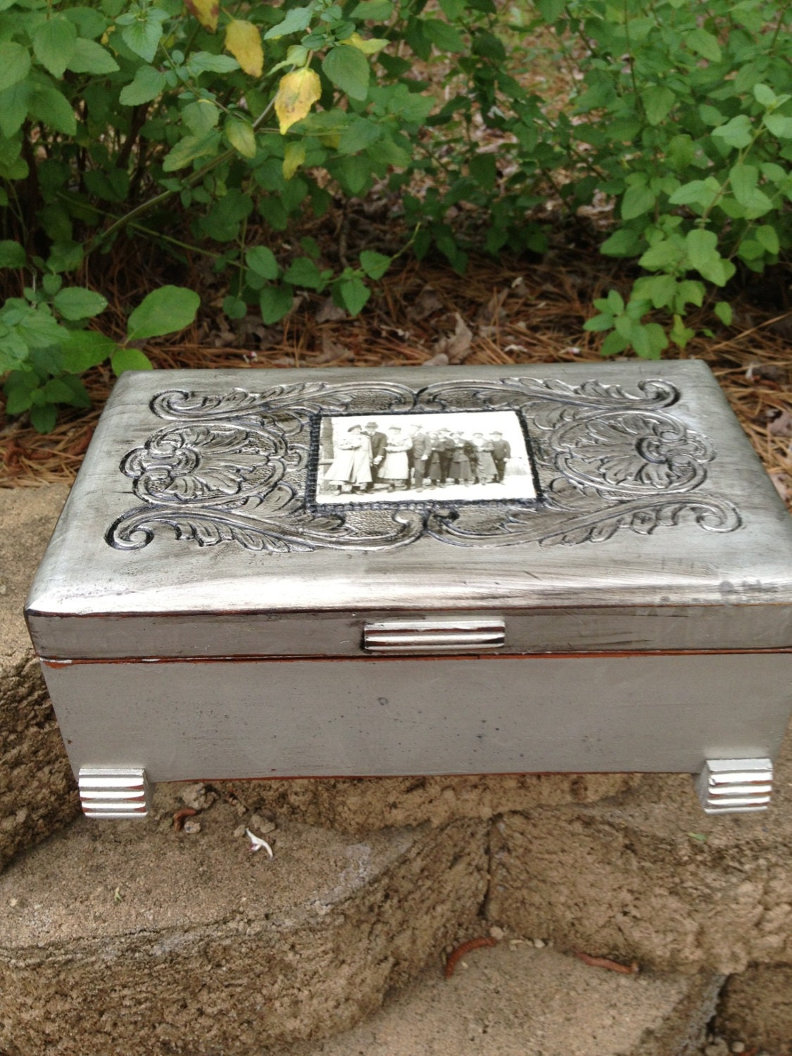 Silver Jewelry Box with Vintage Photo