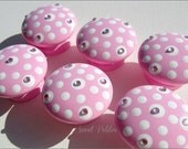 Hand Painted Knobs - Dresser Drawer - Pink -  White - Polka Dots -  Rhinestones - Drawer Pulls