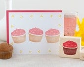 Sweet Cupcake and Sprinkles Rubber Stamp Set - Great for Treat Bags Birthday Cards Dessert Menu Bakery Packaging and More