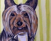 Australian Silky Terrier at the Coffee Shop Dog Art Print 8x10 JSCHMETZ modern abstract folk pop art gift