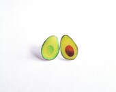 Hand Drawn Avocado Earrings Studs