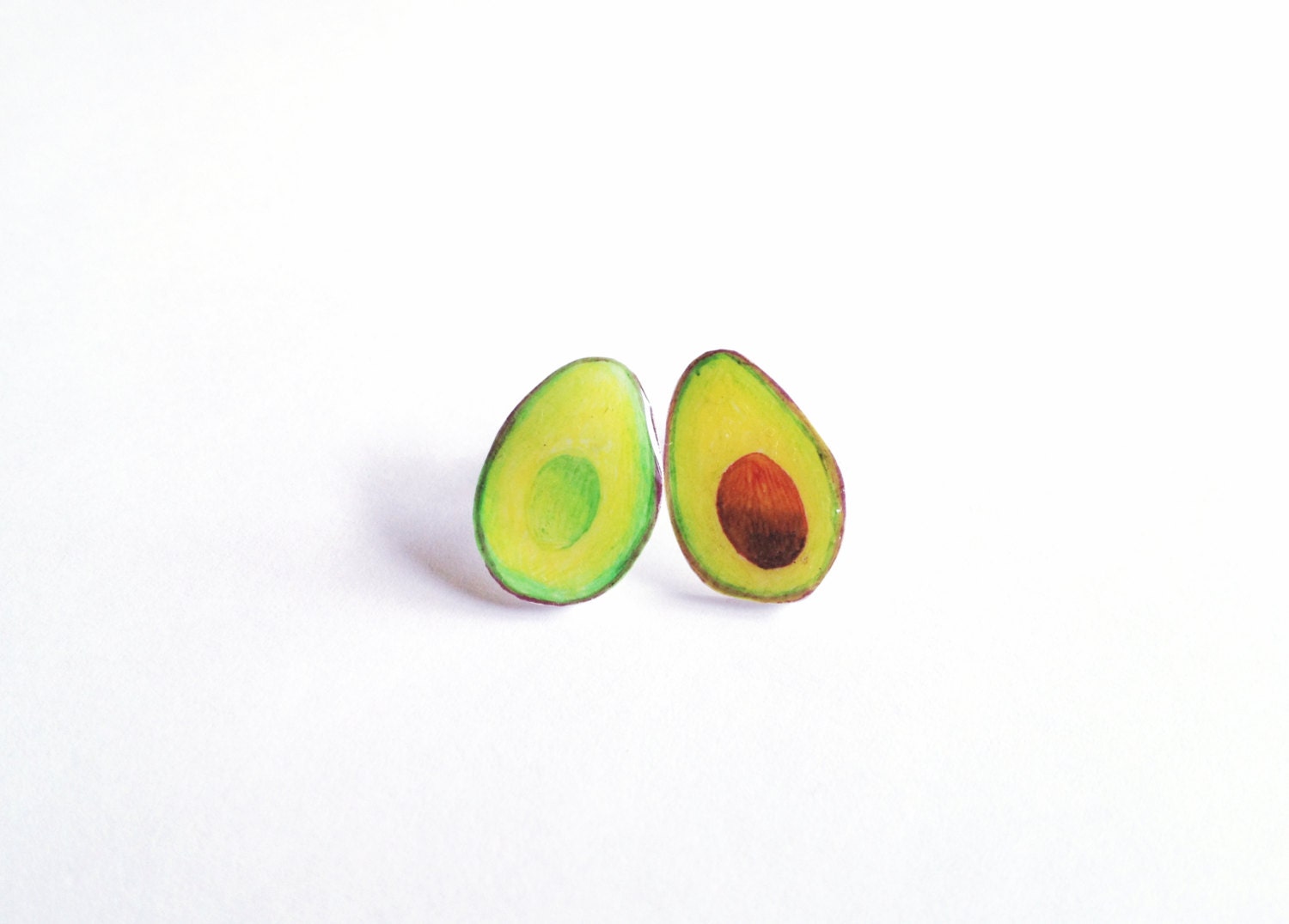 Hand Drawn Avocado Earrings Studs