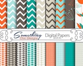 Sea Glass Modern Chevron Digital Background Papers