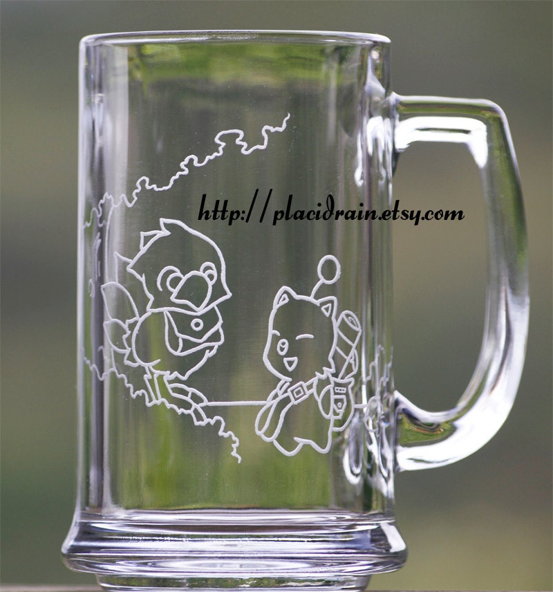 CHOCOBO and MOOGLE Glass Mug (-15.5 oz.-)