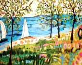 Nautical Sailboat Art PRINT Decorative 19 X13  by Karen Fields