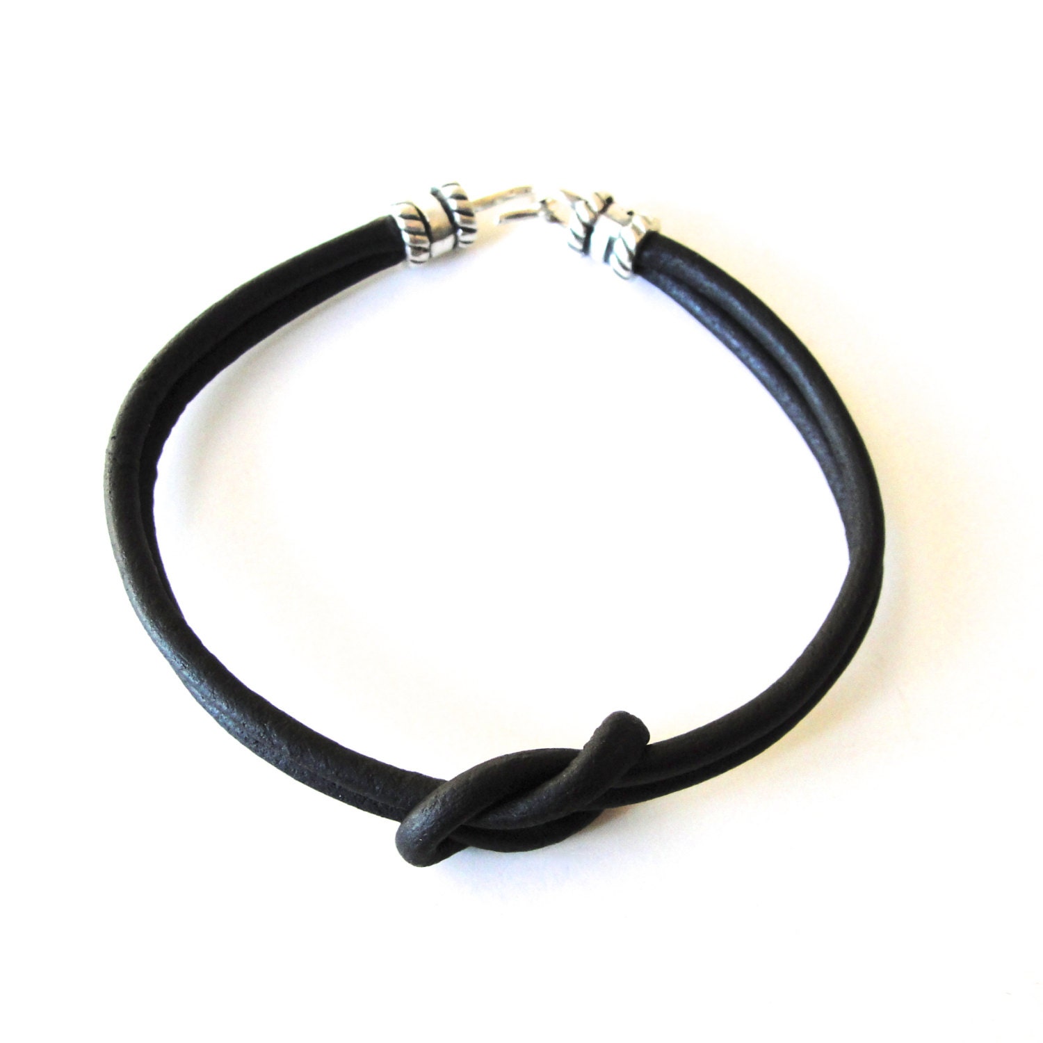 Reef Knotted Black Leather bracelet