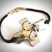 NEW - Chunky Sideways Cross and Fleur de Lis on Leather bracelet