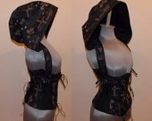 Vampire Hunter Hoodie Set - Custom Size - Ornate Gothic Cross Under-Bust Corset and Hoodie Harness - by LoriAnn Costume Designs