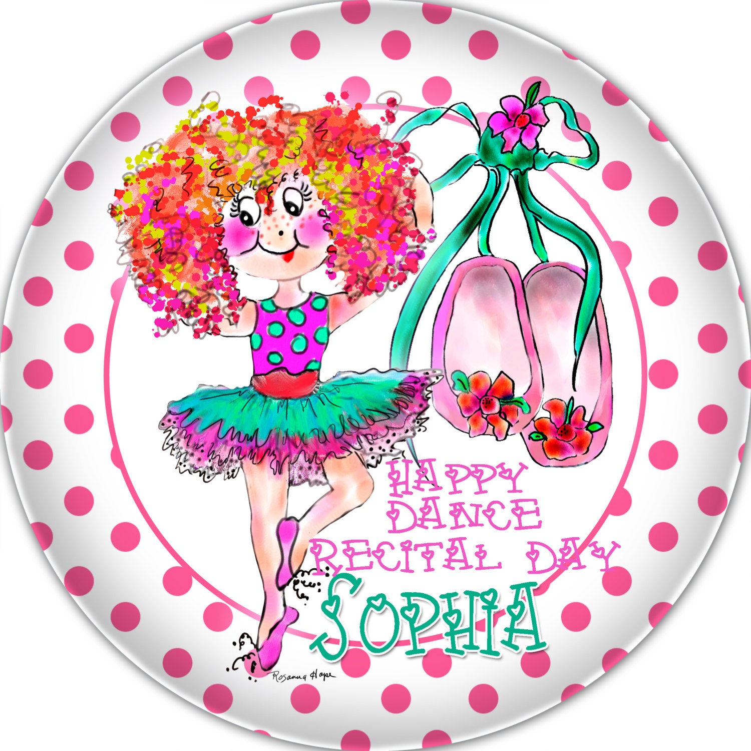 Happy Recital Day Ballerina personalized Melamine dinnerware plate by Rosanna Hope for Babybonbons