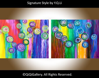 Original Abstract Modern Oil Painting "Motions" by QiQiGallery