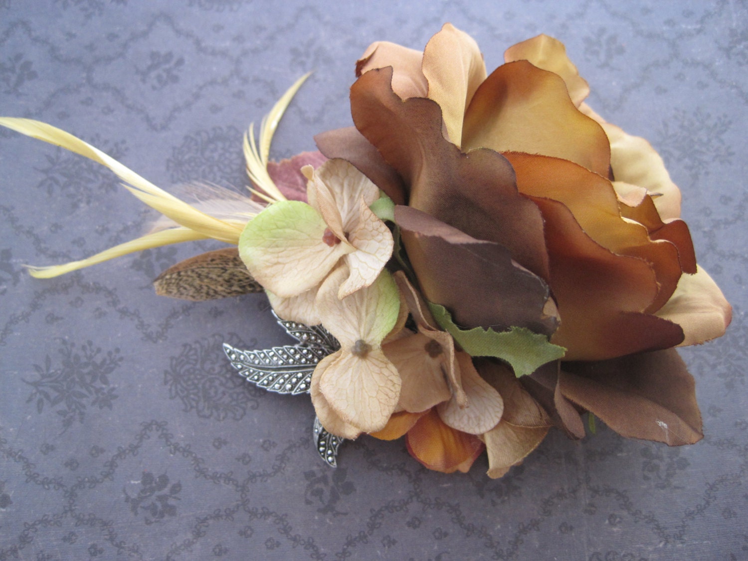 Caramel Rose hair flower fascinator
