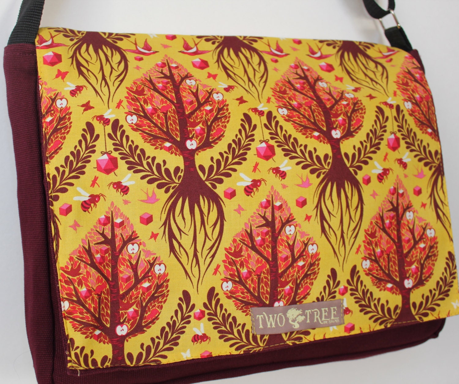 Burgundy TREE Of Life MESSENGER Book iPad Laptop Diaper BAG