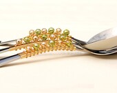 Serving Spoon, Fork, Slotted Spoon Beaded In CRYSTAL Glass And Wire Wrapped (3 Piece Set) CUSTOM Choose Your COLORS Wedding Table Settings