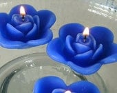12 Blue floating rose wedding candles for table centerpiece and reception decor.