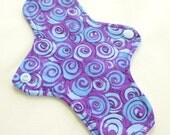 ULTRATHIN Reusable Cloth Pantyliner mini pad with wings - Blue Swirls -  quilter's cotton top