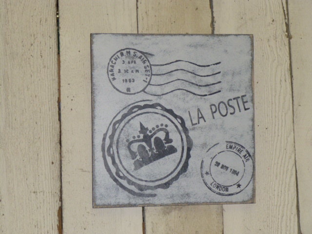 FRENCH POSTMARK PLAQUE / Paris chic home decor / French design wall decor / postmark sign