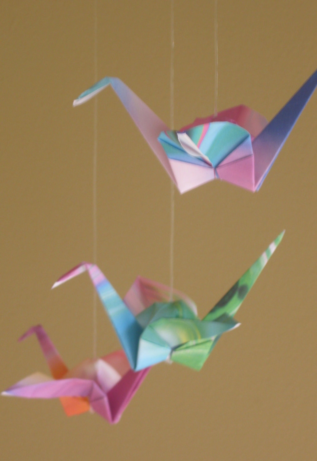 Color Combination Number 4 ---- Degradation Color Mobile with 6 (Six) Origami Cranes