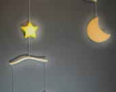 A Fairy Tale Mobile With Japanese Origami Cranes, The Moon And  Stars
