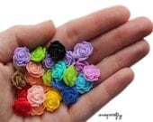 20pc glossy mini rose cabochon mix, perfect for creating colorful earrings, rings and hairpins