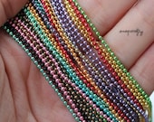 40pc you choose 1.5mm colored petite ball chain necklaces , 24 inches long, 14 color choices, lead-free