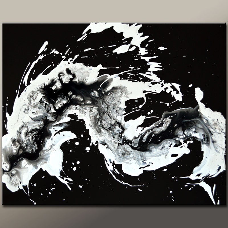 Abstract Canvas Art Painting 30x24 Original Contemporary Modern Black & White Art by Destiny Womack  - dWo - Subconscious Desires